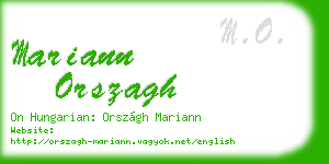 mariann orszagh business card